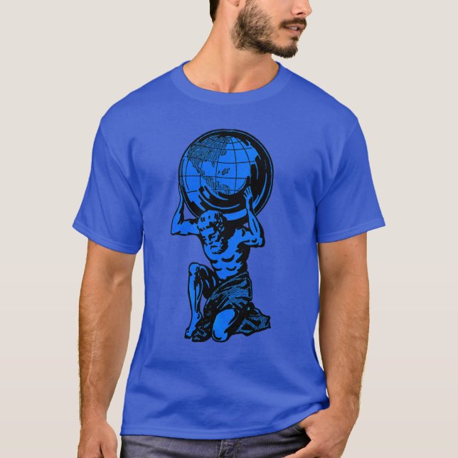 Blauer Atlas-Mythologieweightlifting-T - Shirt (Vorderseite)