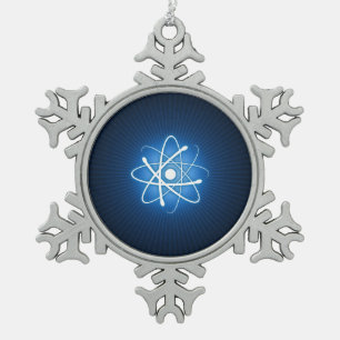 Blauer Atom-Nerd Schneeflocken Zinn-Ornament