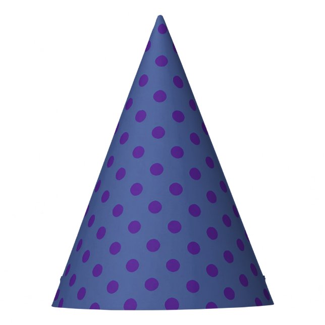 Blauer auf Lila-Punkt-Partyhut Partyhütchen (Vorderseite)