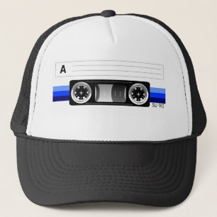 Blauer Aufkleberhut der Kassette Truckerkappe