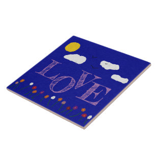 Blauer Außenbereich, LIEBE Grosse Keramik Tile Fliese