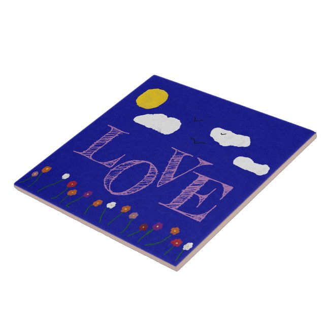 Blauer Außenbereich, LIEBE Grosse Keramik Tile Fliese (Seite)