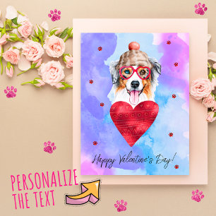 Blauer Australian Shepherd Valentinstag Geschenk H Feiertagspostkarte