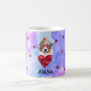 Blauer Australian Shepherd Valentinstag Geschenk H Kaffeetasse
