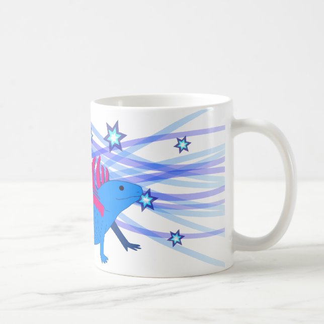 Blauer Axolotl mit Sternen Kaffeetasse (Rechts)