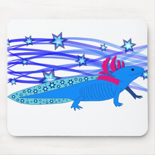 Blauer Axolotl mit Sternen Mousepad (Vorne)
