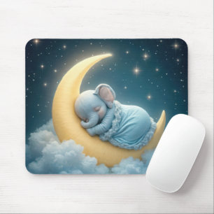 Blauer Baby-Elefant auf zunehmendem Mond Mousepad