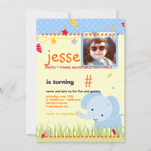 Blauer Baby Elefant Personalisierte Party Einladung