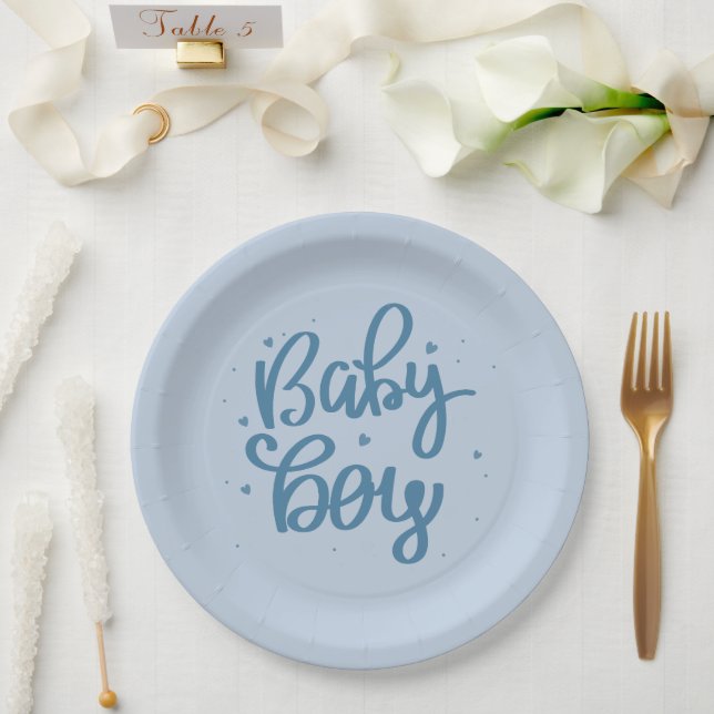 Blauer Baby-Junge-Baby-Shower  Pappteller (Hochzeit)