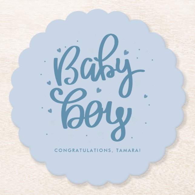 Blauer Baby-Junge-Baby-Shower  Untersetzer (Vorderseite)