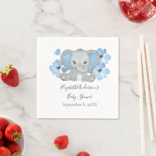 Blauer Baby-Jungen-Elefant Baby Shower Blumen Ball Serviette
