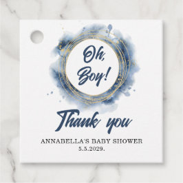 Blauer Baby-Jungen-Party Square Geschenkanhänger