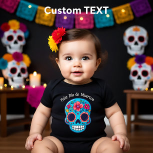 🌹Blauer Baby Zucker Schädel 🌹individueller Text Strampler