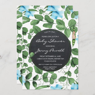 Blauer Babyduscheinladung Kindererbse in einer Hül Einladung