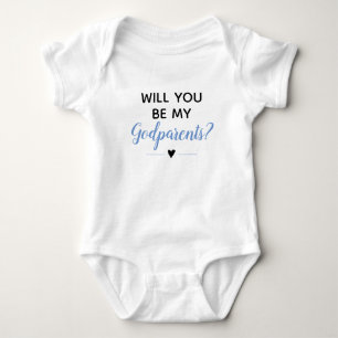 Blauer Babyjunge Süß Werdet ihr meine Pateneltern Baby Strampler