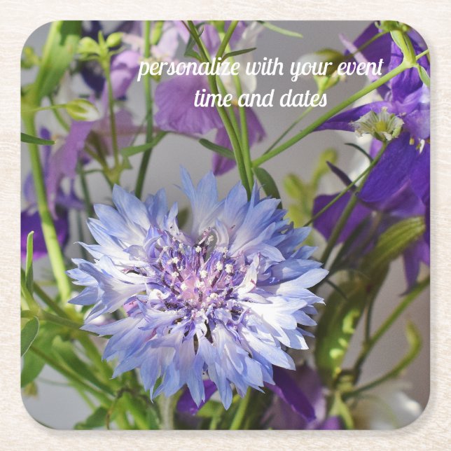 Blauer Bachelor-Knopf Rechteckiger Pappuntersetzer (Vorderseite)