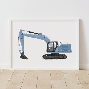 Blauer Bagger Baustelle Kinderzimmer Dekoration