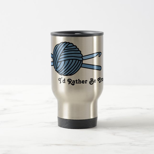 Blauer Ball der Garn-u. Häkelarbeit-Haken Reisebecher (Mittel)