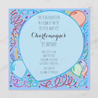 Blauer Ballon Geburtstag Einladung