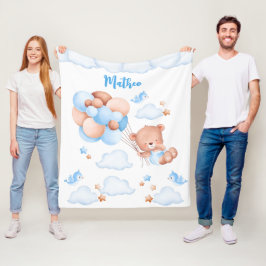 Blauer Ballon Teddy Bär im individuelle Name Wolke Fleecedecke