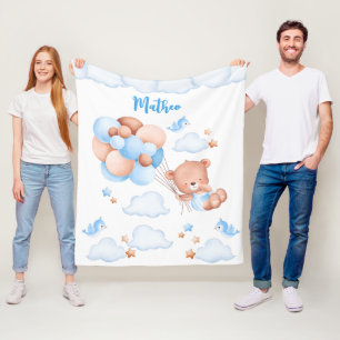 Blauer Ballon Teddy Bär im individuelle Name Wolke Fleecedecke