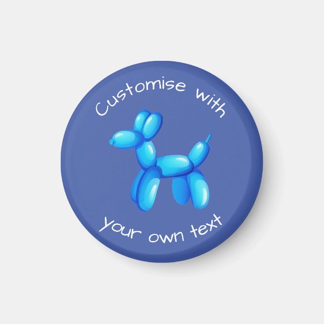 Blauer Ballon Tier Hund Benutzerdefinierter Text Magnet (Vorne)