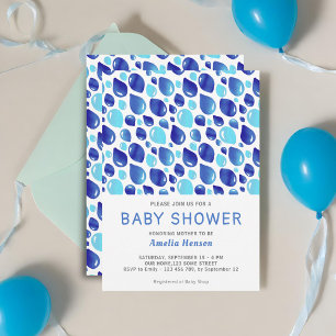 Blauer Ballonmuster Baby Junge Babyparty Einladung