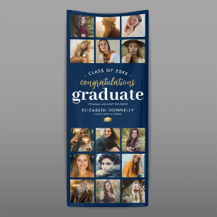 Blauer Banner der 15-Foto-Vertikal-Graduation