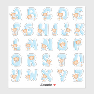 Blauer Bär Alphabet Set Aufkleber