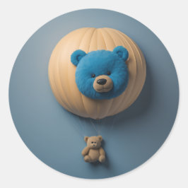Blauer Bär Balloon Runder Aufkleber