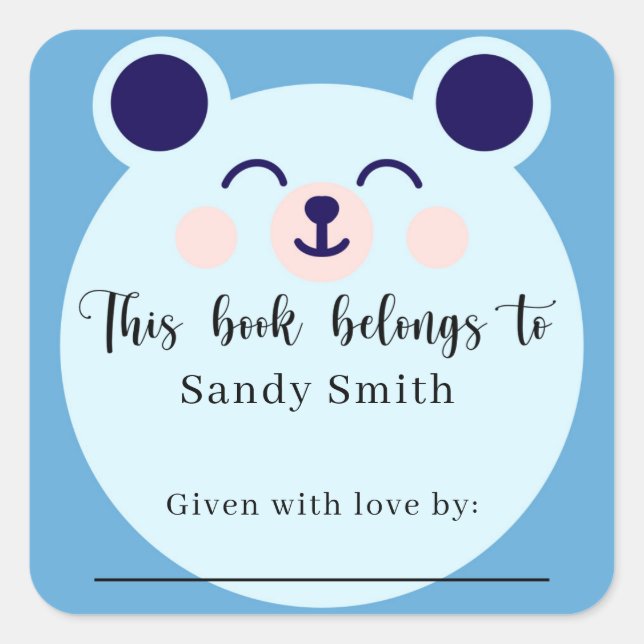 Blauer Bär - Dieses Buch gehört zur Meldung Quadratischer Aufkleber (Vorderseite)