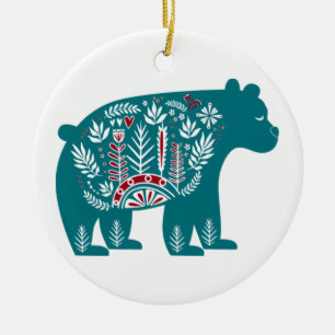 Blauer Bär mit Designs Keramik Ornament