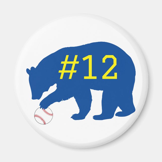 Blauer Bär mit Softball/ Baseball Magnet mit No. (Vorne)