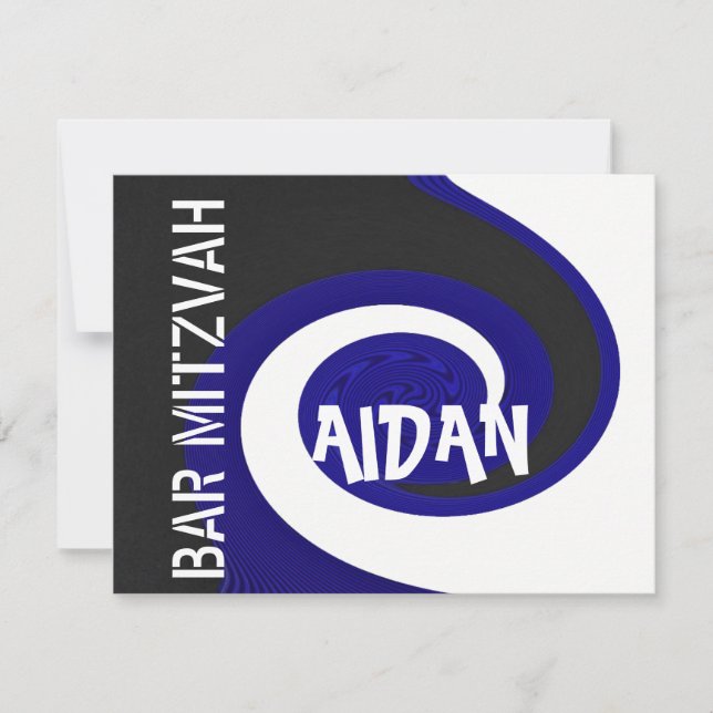 Blauer Bar Mitzvah Einladung (Vorderseite)