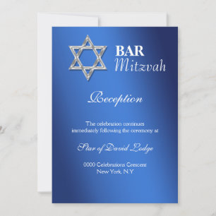 Blauer Bar mitzvah Feierlichkeiten EMPFANG Einladung