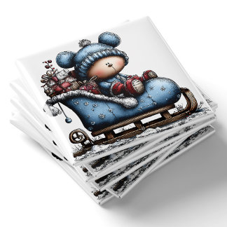 Blauer Bär Santa Schlitten Weihnachtsmagnet Magnet