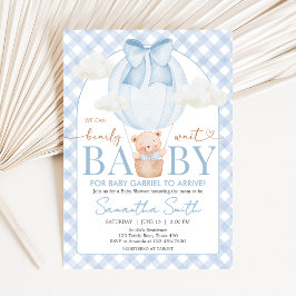 Blauer Bär wartet kaum Baby Shower Einladung