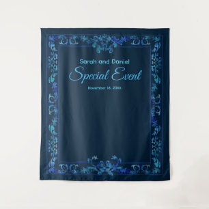 Blauer Barock mit Name Special Event anpassen Wandteppich