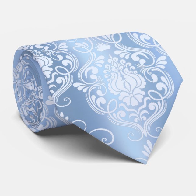 Blauer Barockblumen - Elegante Erklärung Krawatte (Gerollt)