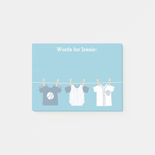 Blauer Baseball-Baby-Junge und werdende Mutter Post-it Klebezettel (Vorderseite)