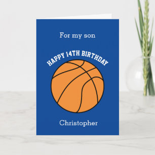 Blauer Basketball Alles Gute zum 14. Geburtstag So Karte