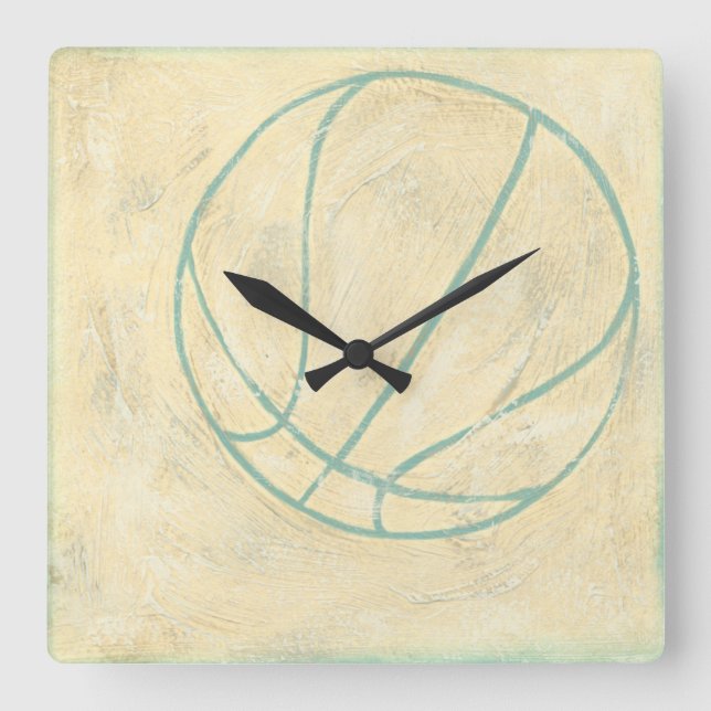 Blauer Basketball durch Chariklia Zarris Quadratische Wanduhr (Vorderseite)