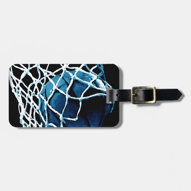 Blauer Basketball Gepäckanhänger (Vorderseite horizontal)