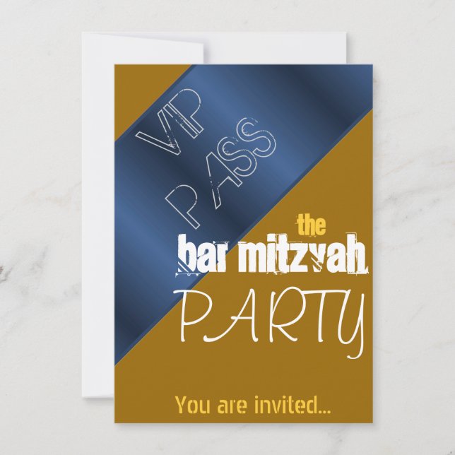 Blauer Bat Mitzvah Bar Mitzvah Party Einladung (Vorderseite)