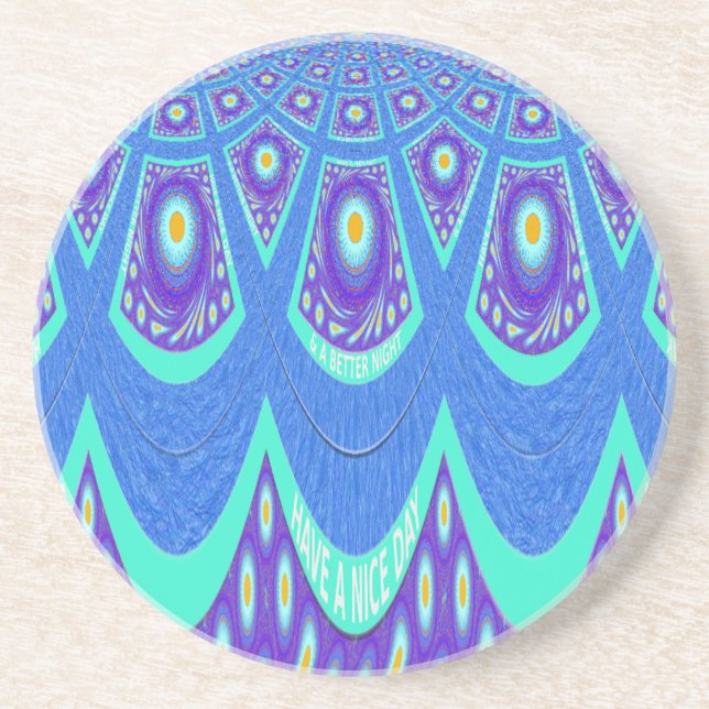 Blauer Batik Getränkeuntersetzer (Vorne)