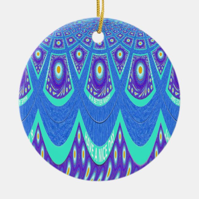 Blauer Batik Keramik Ornament (Vorne)