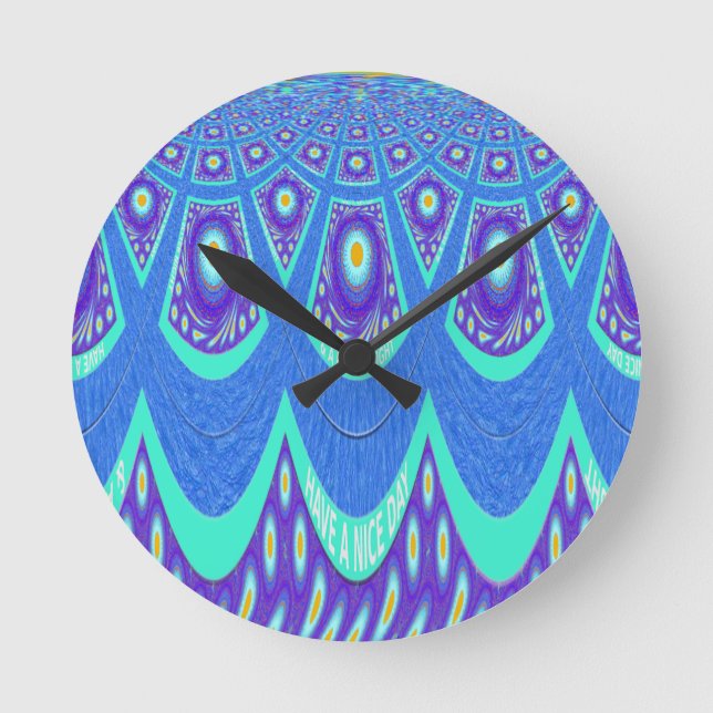 Blauer Batik Runde Wanduhr (Vorderseite)