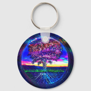 Blauer Baum des Lebens Schlüsselanhänger