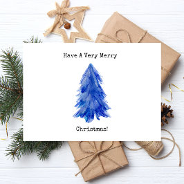 Blauer Baum Frohe Weihnachten  Folien Feiertagspostkarte