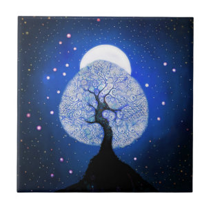 Blauer Baum Keramik Tile Fliese